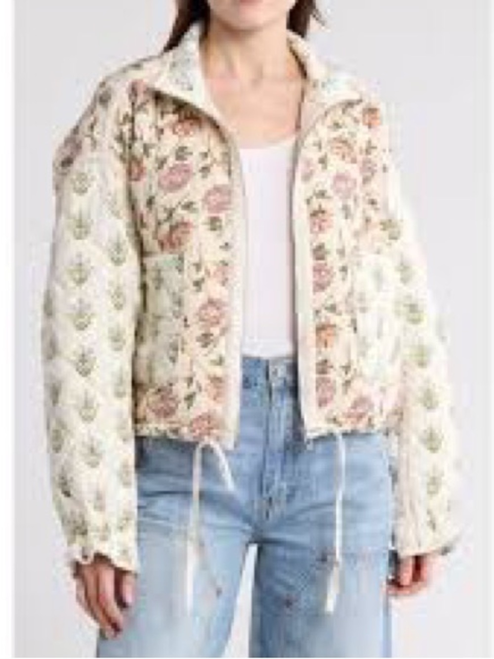 BLANKNYC Block Party Jacket, a cream-colored diamond-quilted jacket. Size S